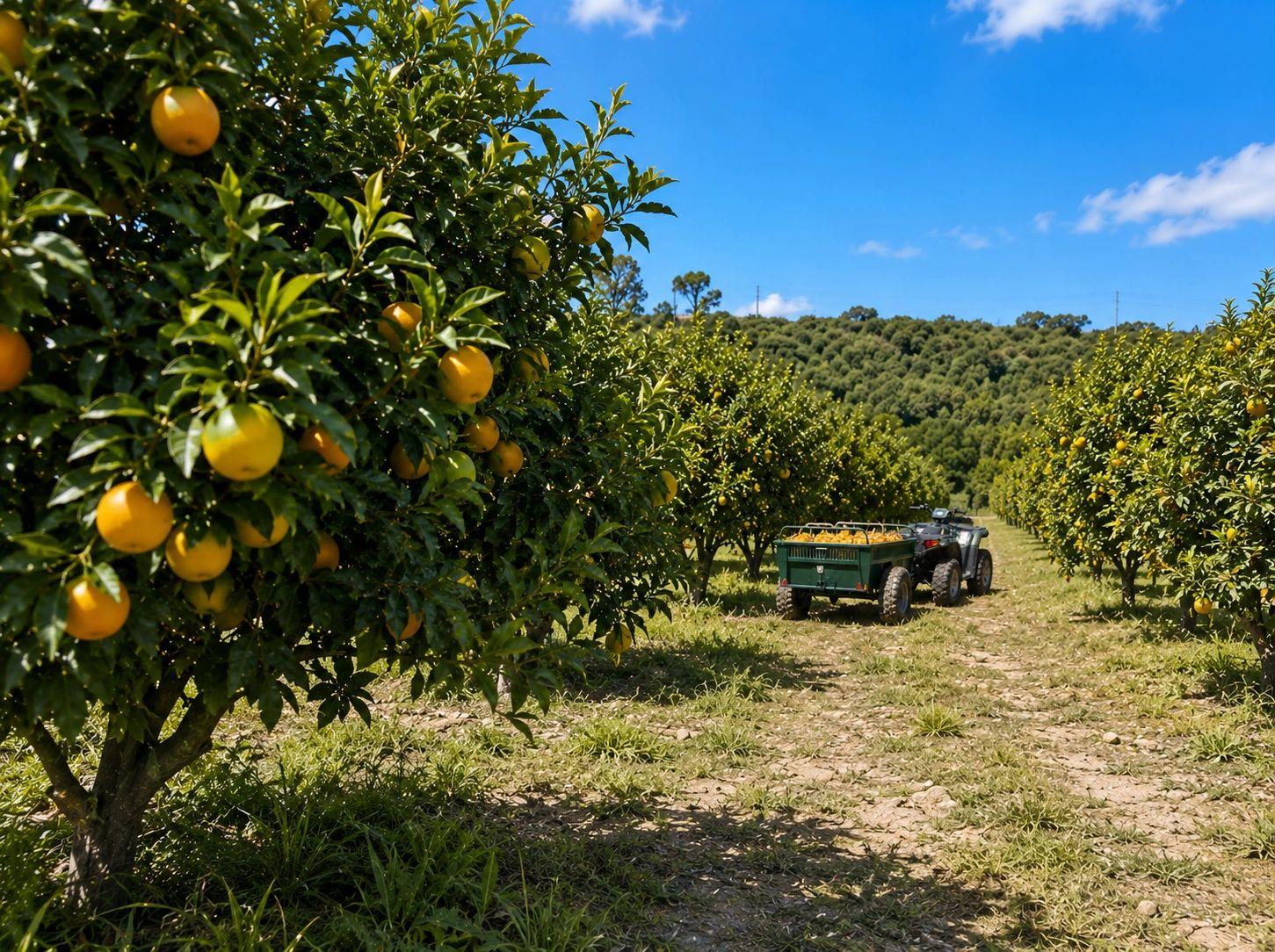 Agrumiers chargés de fruits au Domaine Saint Ange